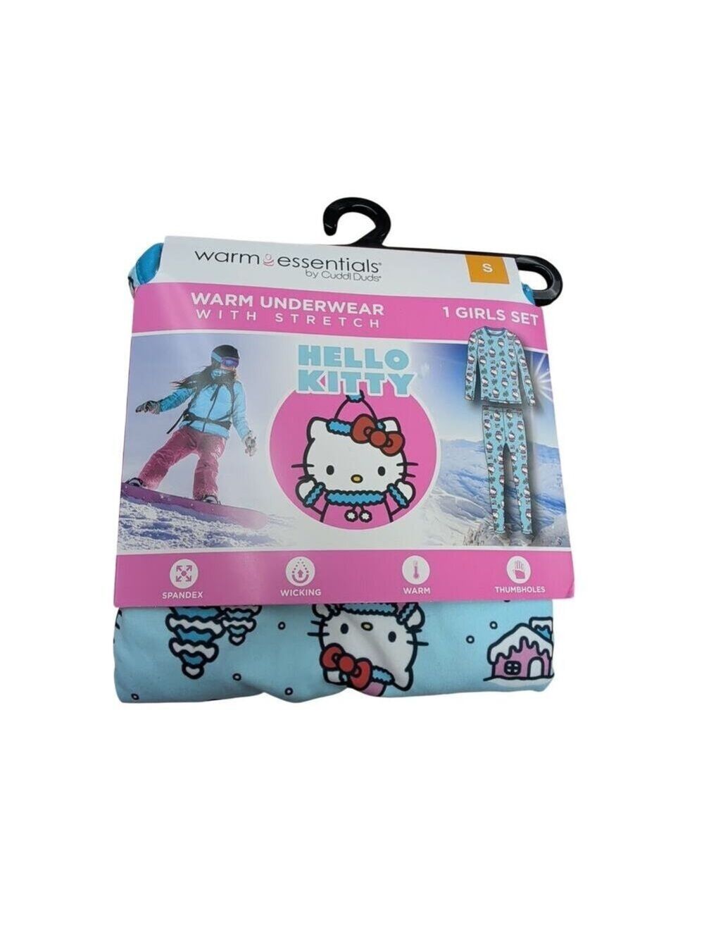 Hello Kitty 2 Piece Set Warm Underwear with Stretch Cuddl Duds Size S